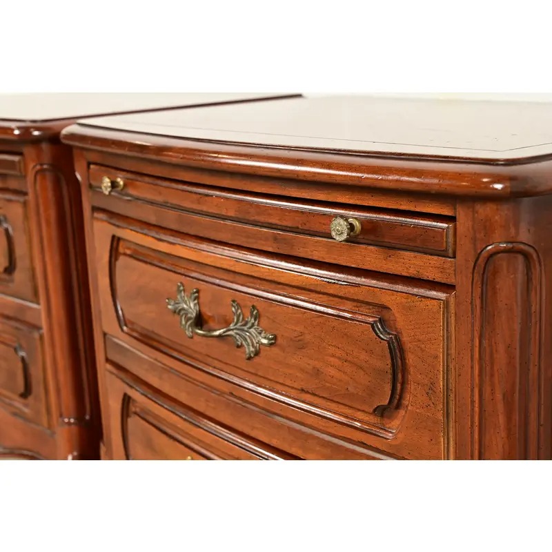 Century Furniture French Provincial Louis XV Carved Cherry Wood Nightstands, Pair - Image 8