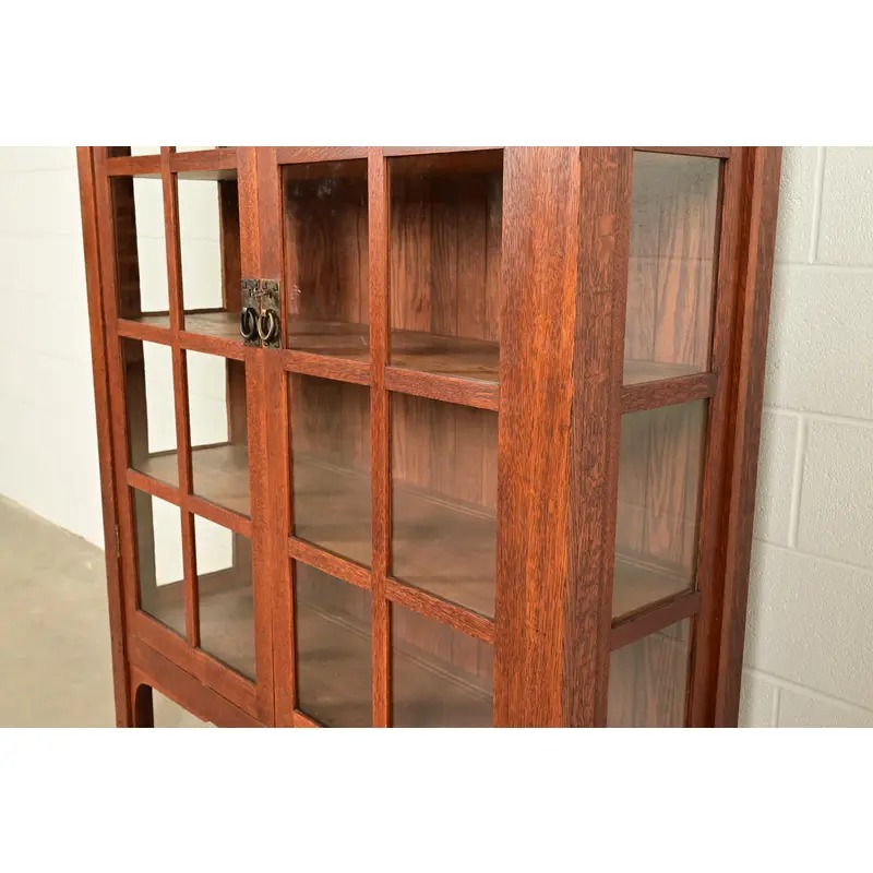 Charles Stickley Antique Mission Oak Arts & Crafts Bookcase Cabinet, Circa 1910 - Image 8