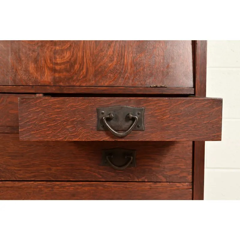 Gustav Stickley Antique Mission Oak Arts & Crafts Drop Front Secretary Desk, Circa 1910 - Image 8