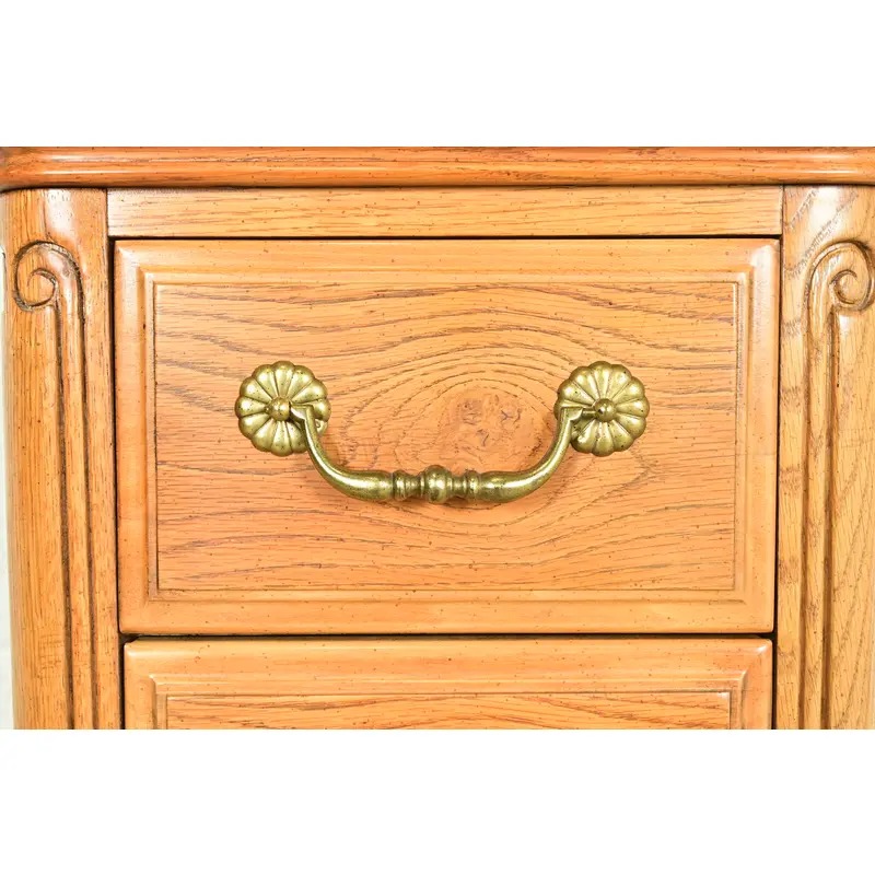 Hickory French Provincial Louis XV Carved Oak Lingerie Chest or Semainier - Image 8