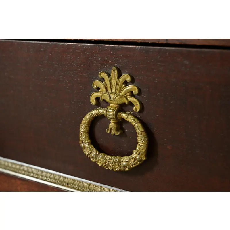 Jacob-Desmalter Style Antique French Empire Mahogany Bibliotheque Bookcase Cabinet With Mounted Gilt Bronze Ormolu, Circa 1880s - Image 8