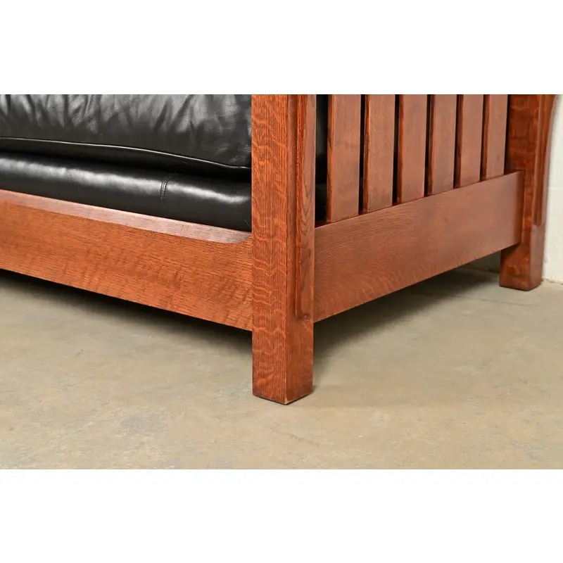 L. & J. G. Stickley Mission Oak Arts & Crafts Bow Arm Sofa - Image 8