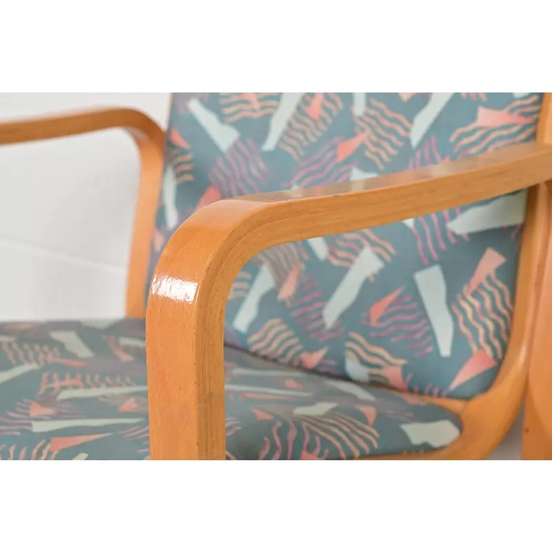 Loewenstein Modern Bent Beechwood Sled Leg Lounge Chairs, Pair - Image 8