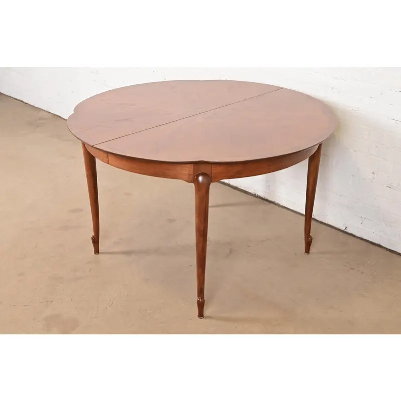 Mastercraft Mid-Century Hollywood Regency Cherry and Burl Wood Extension Dining Table, Newly Refinished - Image 8
