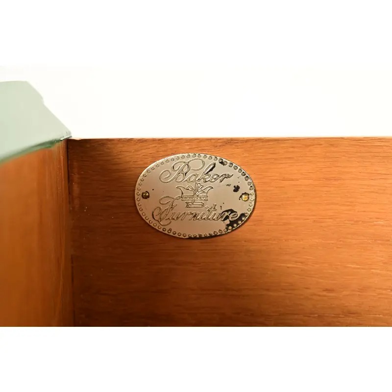 Michael Taylor for Baker Furniture Mid-Century Hollywood Regency Green Lacquered Campaign Dresser, Newly Refinished - Image 8