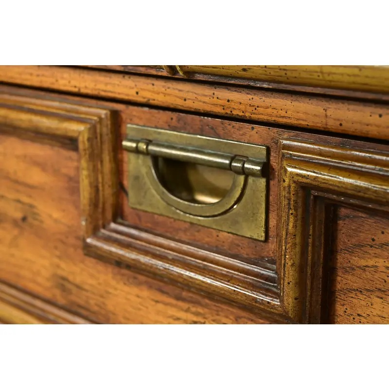 Mid-Century Hollywood Regency Campaign Carved Walnut Faux Bamboo Nightstand by Stanley, Circa 1960s - Image 8