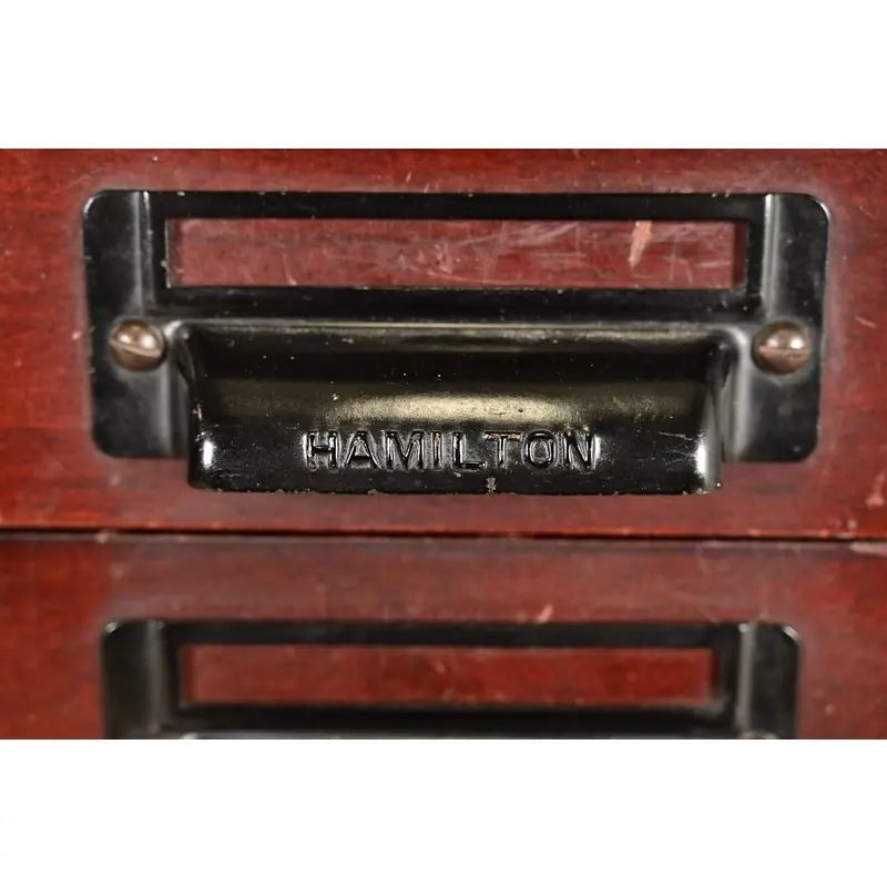 Antique Arts & Crafts Mahogany 20-Drawer Architect's Blueprint Flat File Cabinet by Hamilton, Circa 1900 - Image 9