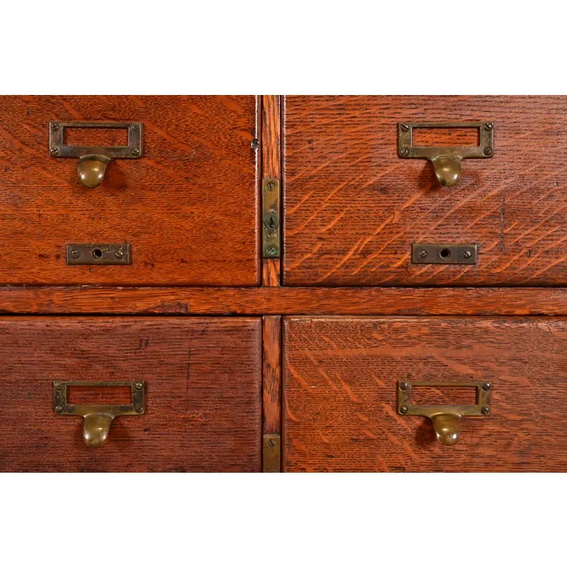 Antique Mission Oak Arts & Crafts 24-Drawer Card Catalog or File Cabinet, Circa 1900 - Image 9