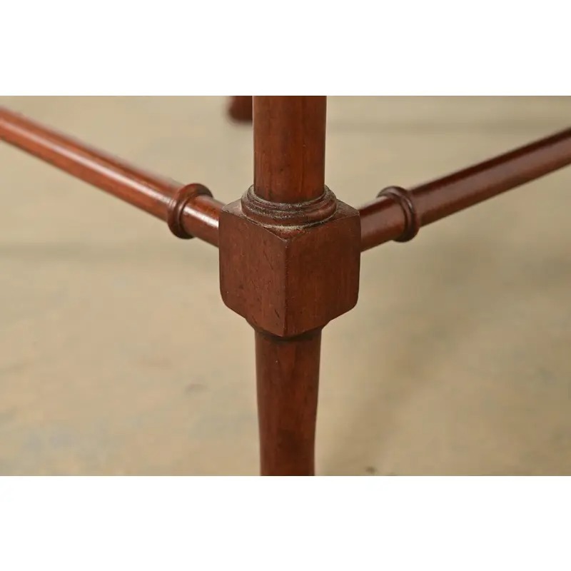Baker Furniture English Regency Walnut and Burl Wood Parquet Top Nesting Tables, Pair - Image 9