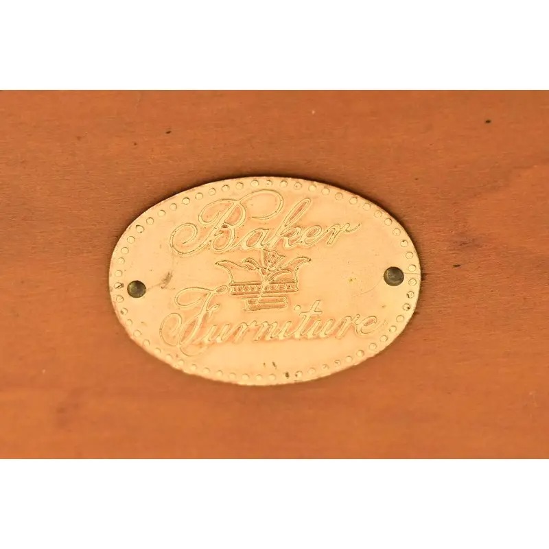 Baker Furniture French Regency Louis XVI Cherry, Burl Wood, and Brass Side Tables, Pair - Image 9