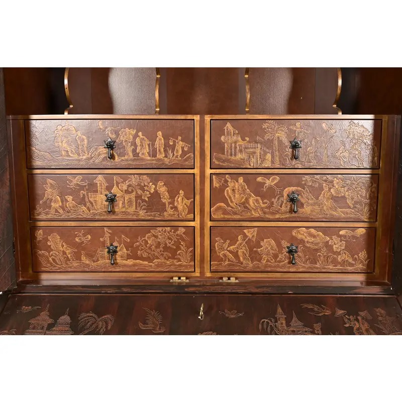 Baker Furniture McMillen Collection Venetian Chinoiserie Bureau With Secretary Desk - Image 9