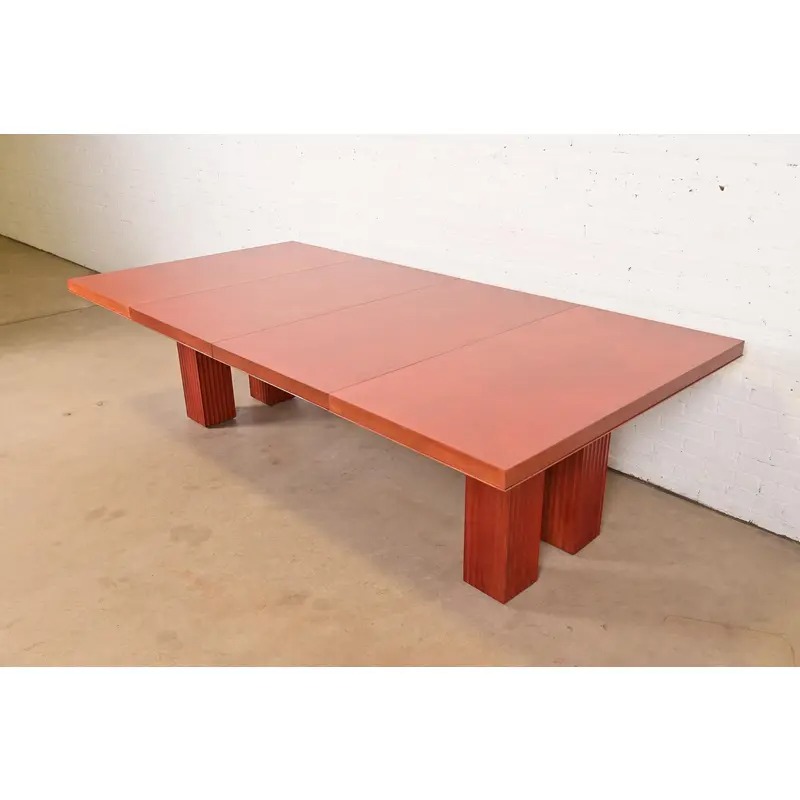 Baker Furniture Modern Art Deco Parquet Top Extension Dining Table, Newly Refinished - Image 9