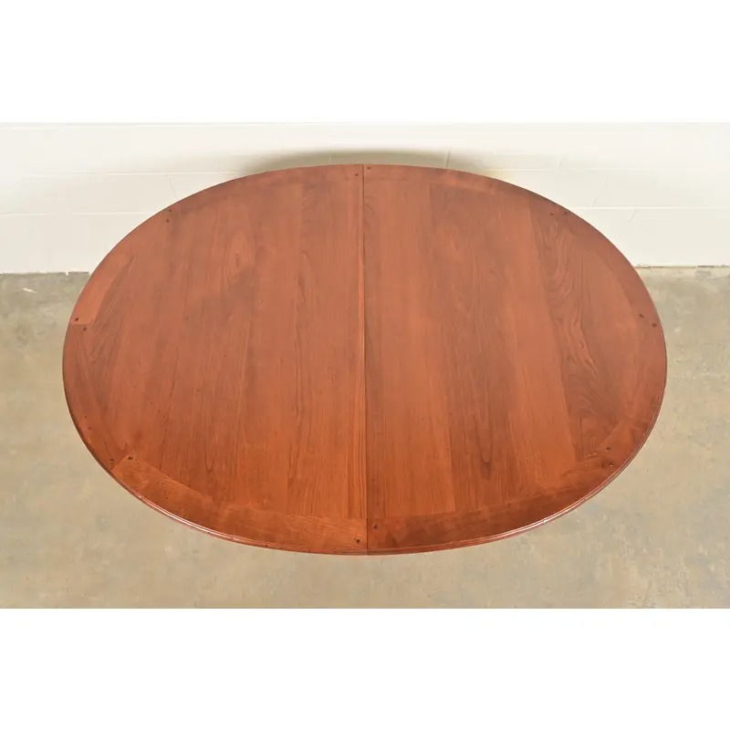 Baker Furniture Style French Regency Louis XVI Carved Walnut Extension Dining Table, Newly Refinished - Image 9