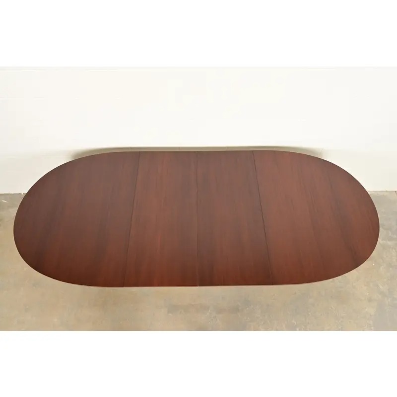 Baker Furniture Style Regency Mahogany Double Pedestal Extension Dining Table, Newly Refinished - Image 9