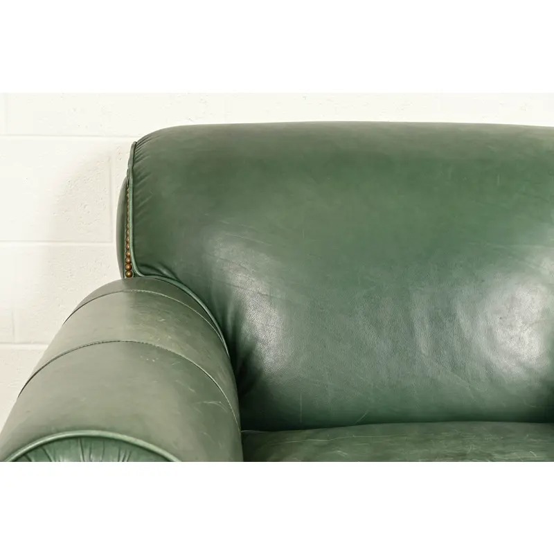 Century Furniture Art Deco Studded Leather Lounge Chair With Ottoman - Image 9