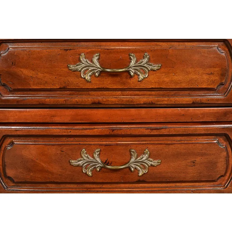 Century Furniture French Provincial Louis XV Carved Cherry Wood Nightstands, Pair - Image 9