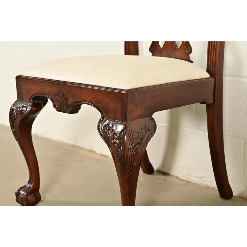 Drexel Heritage Chippendale Carved Mahogany Dining Chairs, Set of Four - Image 9