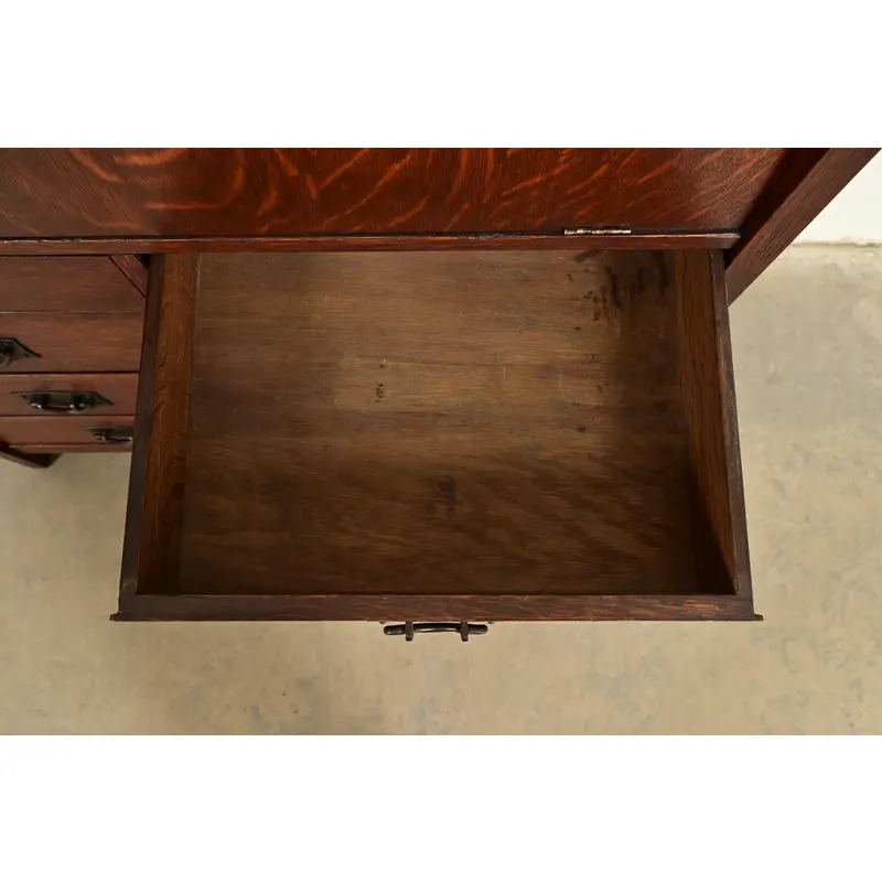 Gustav Stickley Antique Mission Oak Arts & Crafts Drop Front Secretary Desk, Circa 1910 - Image 9