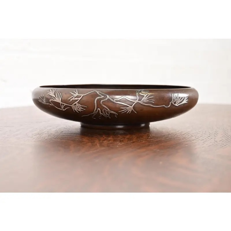 Heintz Arts & Crafts Sterling Silver on Bronze Footed Bowl - Image 9