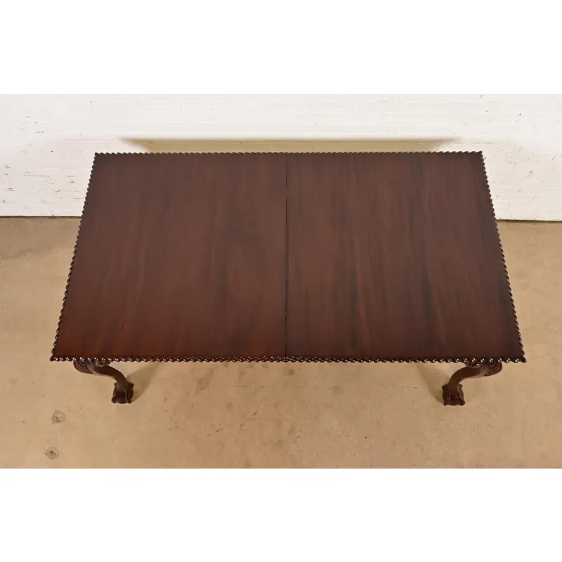 Henredon Style Chippendale Carved Mahogany Extension Dining Table, Newly Refinished - Image 9