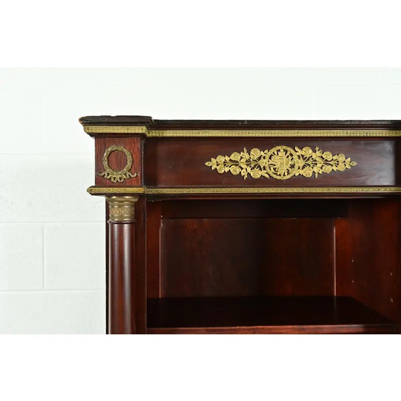 Jacob-Desmalter Style Antique French Empire Mahogany Bibliotheque Bookcase Cabinet With Mounted Gilt Bronze Ormolu, Circa 1880s - Image 9