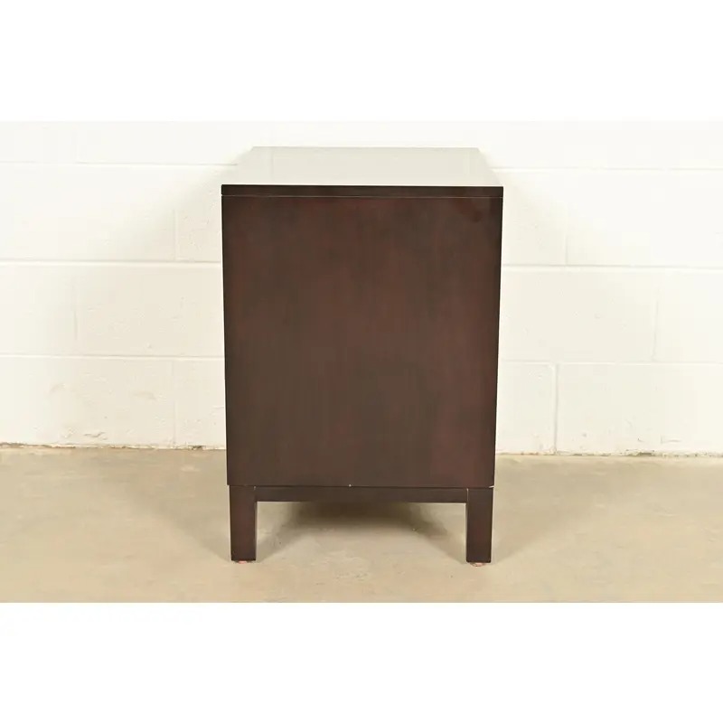 Kindel Furniture Modern Hollywood Regency Mahogany and Cream Lacquered Nightstand - Image 9