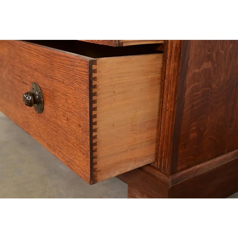 Liberty & Co. Antique English Mission Oak Arts & Crafts Vanity Dresser With Mirror, Circa 1900 - Image 9