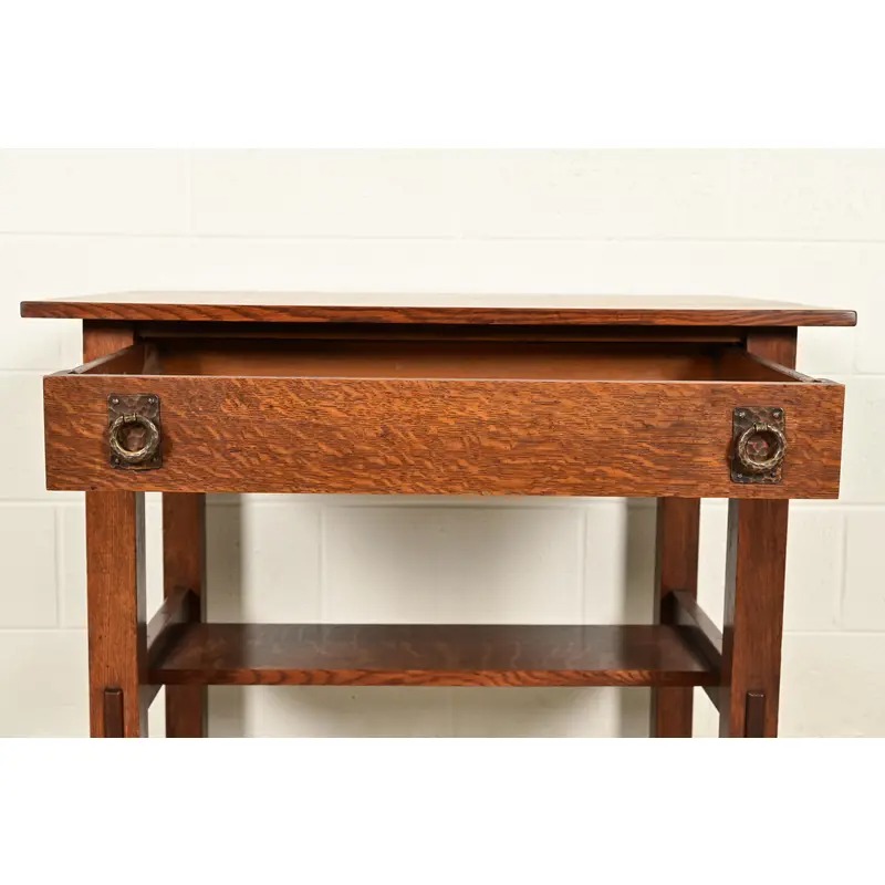 Lifetime Furniture Antique Mission Oak Arts & Crafts Desk or Library Table, Circa 1910 - Image 9