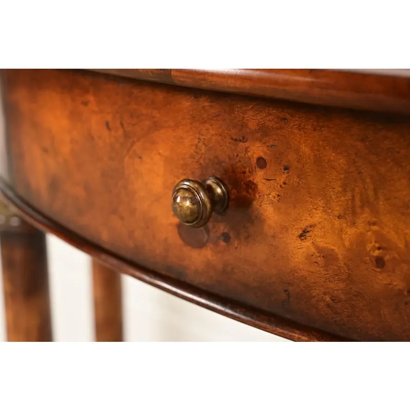 Maitland Smith Style French Empire Burl Wood and Gold Gilt Demilune Console Table - Image 9