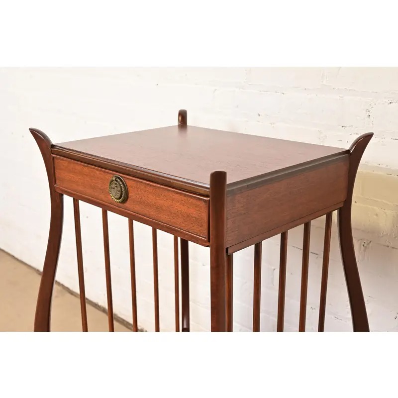Maslow Freen French Regency Louis XVI Carved Mahogany Nightstands, Newly Refinished - Image 9