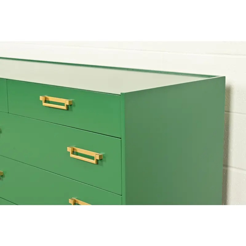 Michael Taylor for Baker Furniture Mid-Century Hollywood Regency Green Lacquered Campaign Dresser, Newly Refinished - Image 9
