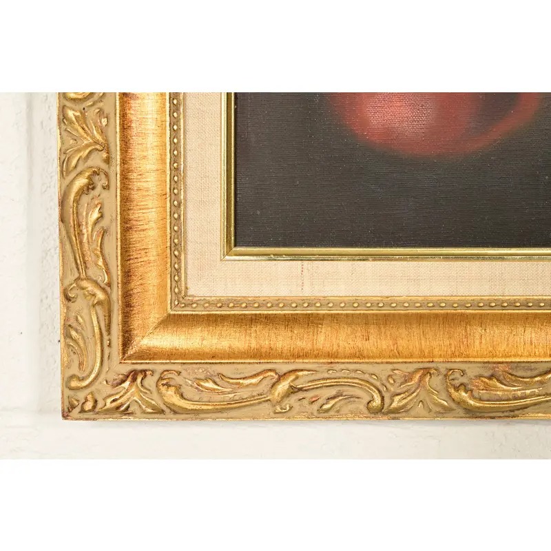 Original Artist Signed Garnelli Still Life Oil Painting on Canvas "Summer Eve Harvest" in Carved Giltwood Frame - Image 9
