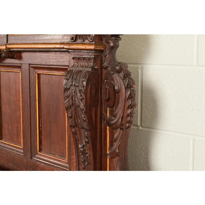 R. J. Horner Renaissance Revival Ornate Carved Oak Sideboard or Bar Cabinet, Circa 1880s - Image 9