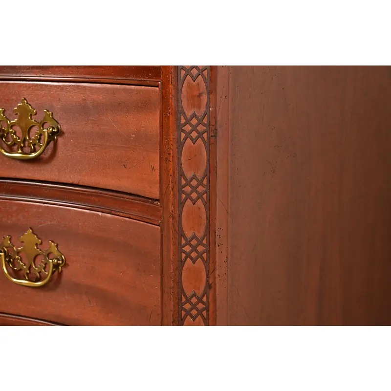 Baker Furniture Historic Charleston Chippendale Carved Mahogany Serpentine Front Dresser Chests, Pair - Image 10