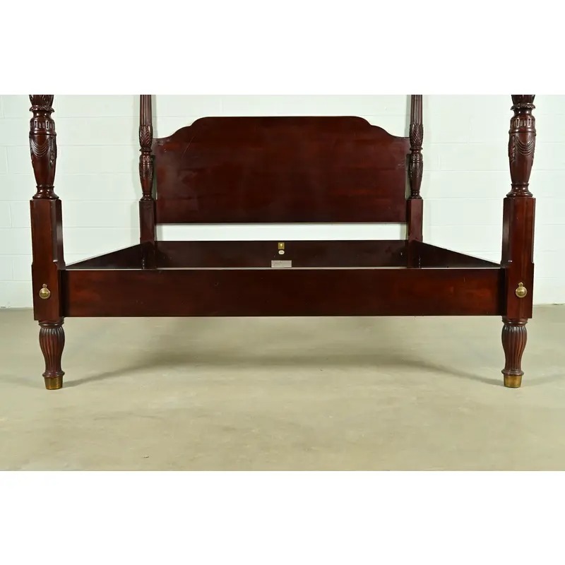 Baker Furniture Historic Charleston Collection Georgian Carved Mahogany King Size Poster Bed - Image 10