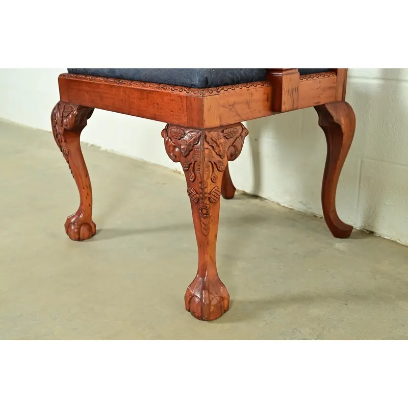 Baker Furniture Style Chippendale Carved Mahogany Armchairs, Pair - Image 10