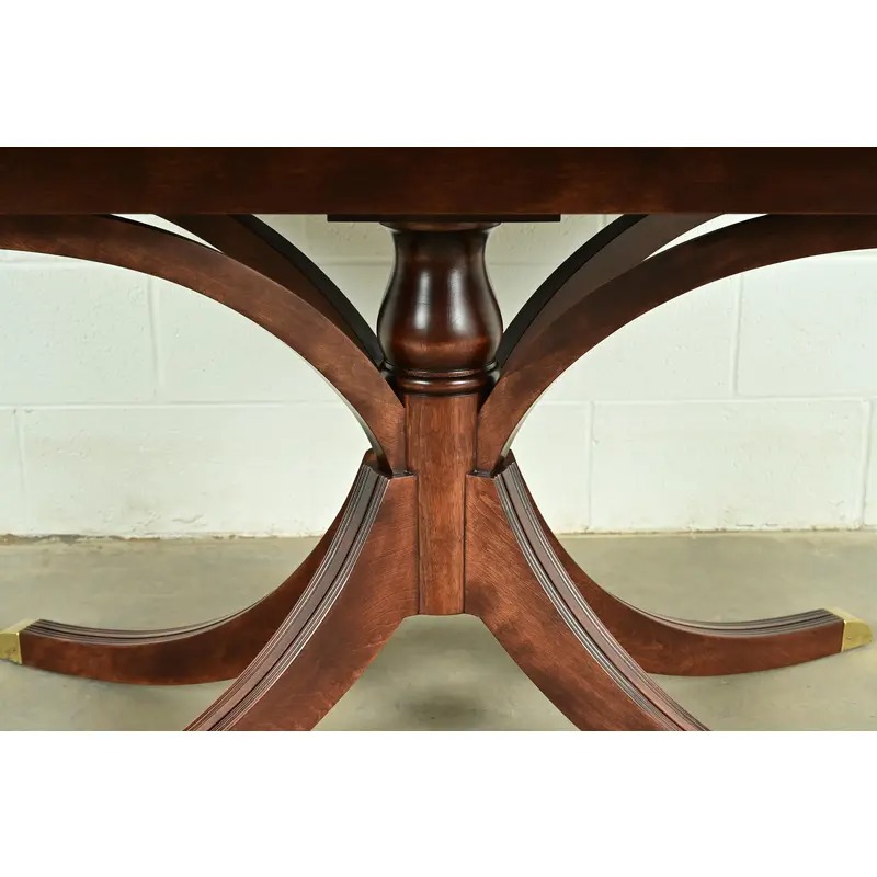 Baker Furniture Style Georgian Mahogany Pedestal Extension Dining Table, Newly Refinished - Image 10
