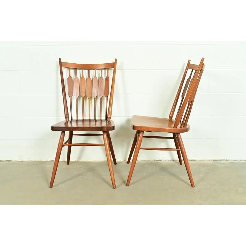 Kipp Stewart for Drexel Declaration Sculpted Walnut Dining Chairs, Set of Four - Image 10