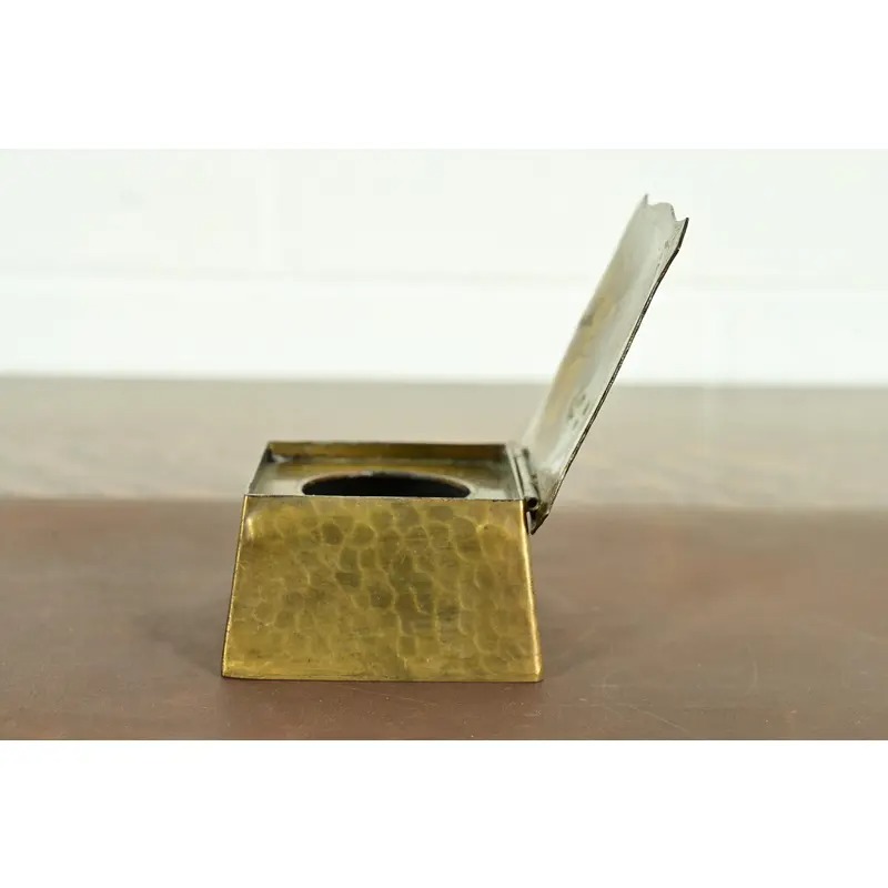 Roycroft Arts & Crafts Hammered Brass Over Copper Inkwell - Image 10
