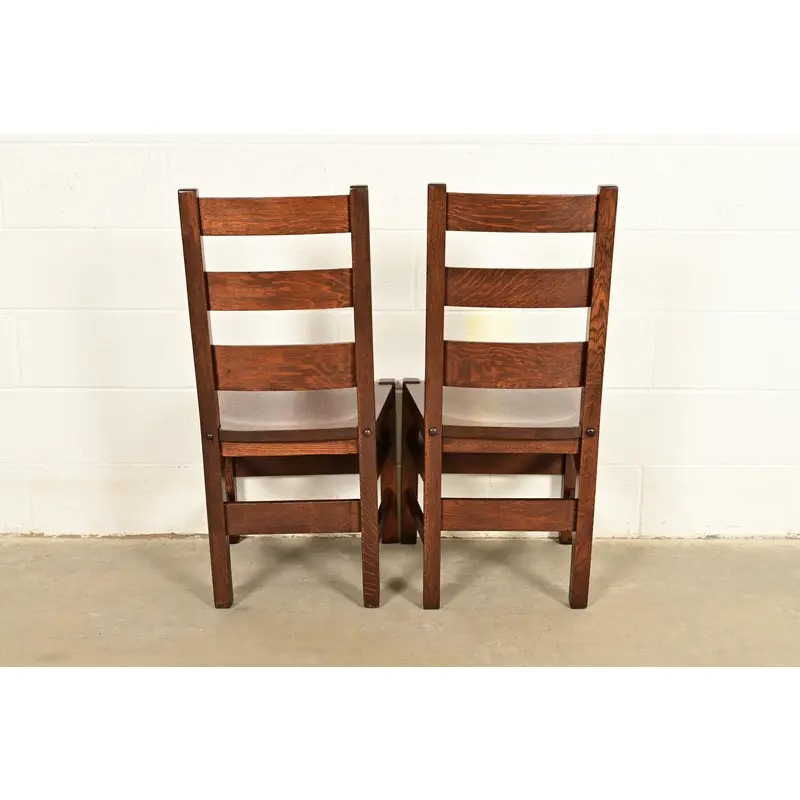 Stickley Brothers Antique Mission Oak Arts & Crafts Ladder Back Dining Chairs, Newly Refinished - Image 10