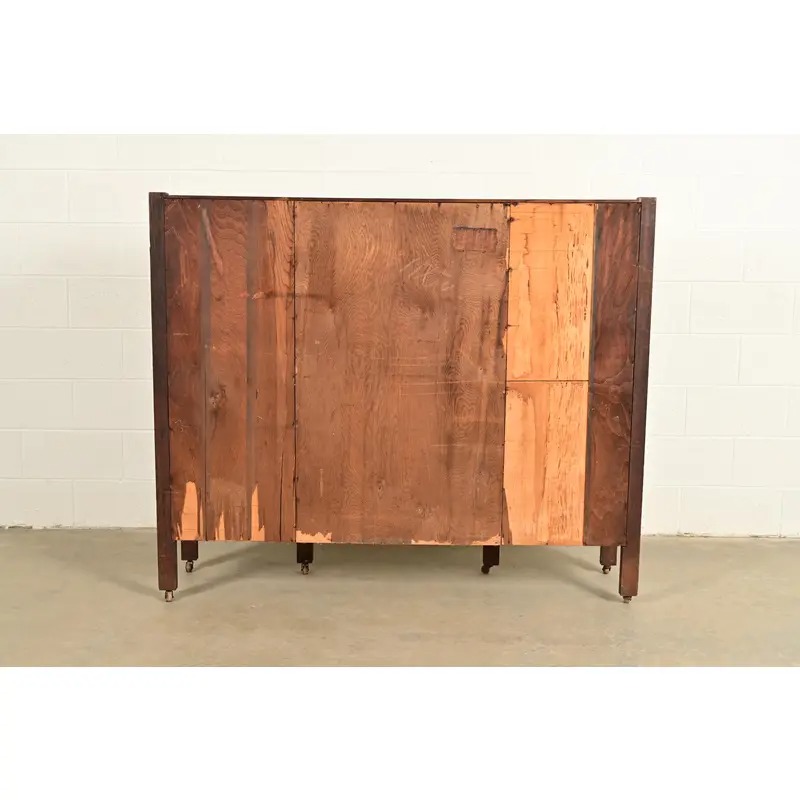 Stickley Brothers Style Antique Mission Oak Arts & Crafts Glass Front Triple Bookcase, Circa 1910 - Image 10