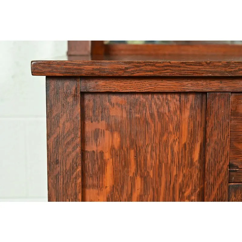 Stickley Brothers Style Antique Mission Oak Arts & Crafts Sideboard or Bar Cabinet, Circa 1910 - Image 10