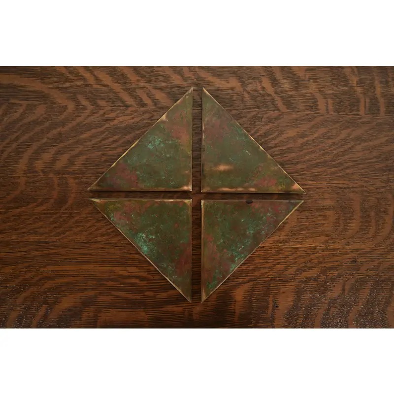 Tiffany Studios New York Grapevine Bronze Blotter Corners With Leather Desk Blotter - Image 10