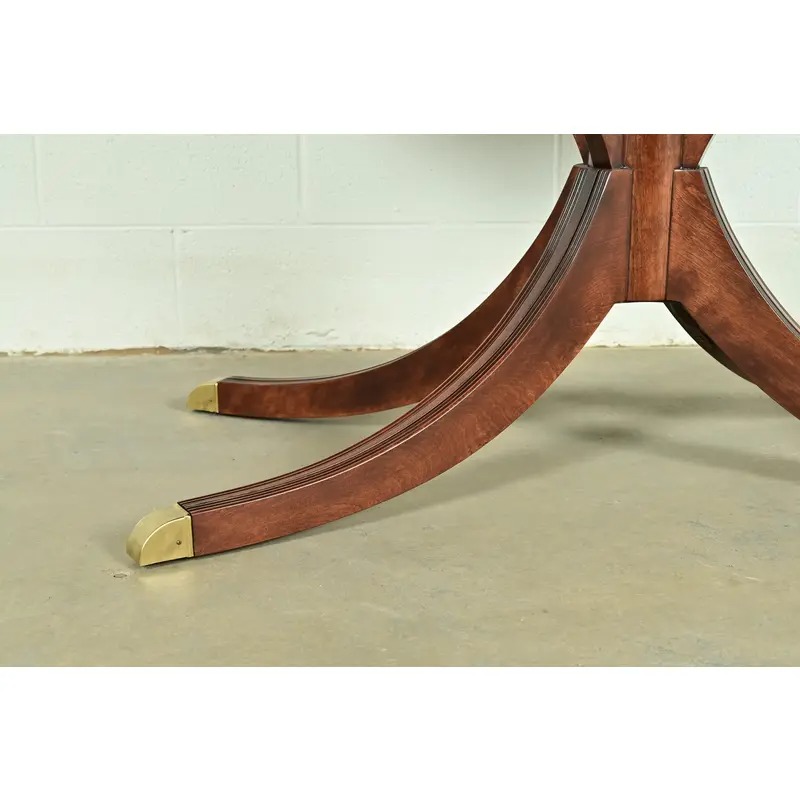 Baker Furniture Style Georgian Mahogany Pedestal Extension Dining Table, Newly Refinished - Image 11