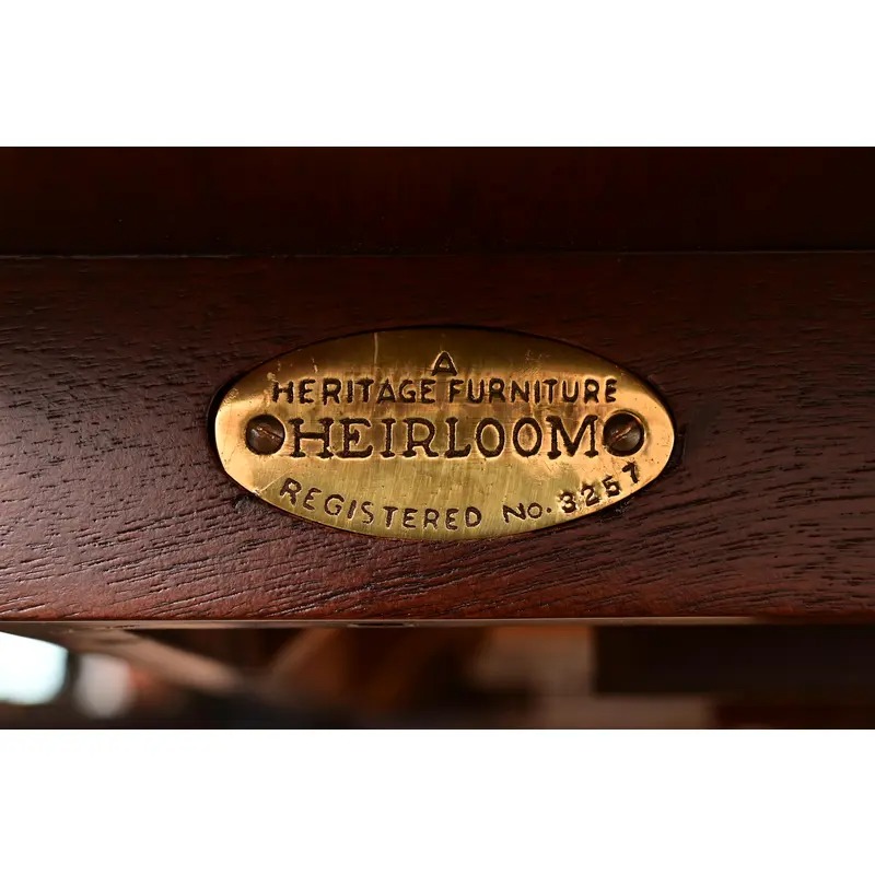 Drexel Heritage Georgian Banded Flame Mahogany Double Pedestal Extension Dining Table, Newly Refinished - Image 11