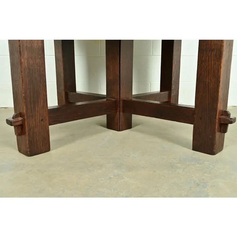 Early Gustav Stickley Antique Mission Oak Arts & Crafts Extension Dining Table, Newly Refinished - Image 11