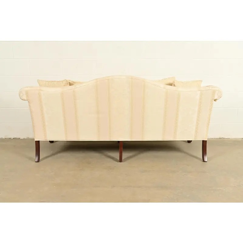 Ethan Allen Chippendale Carved Mahogany Upholstered Camelback Sofa - Image 11
