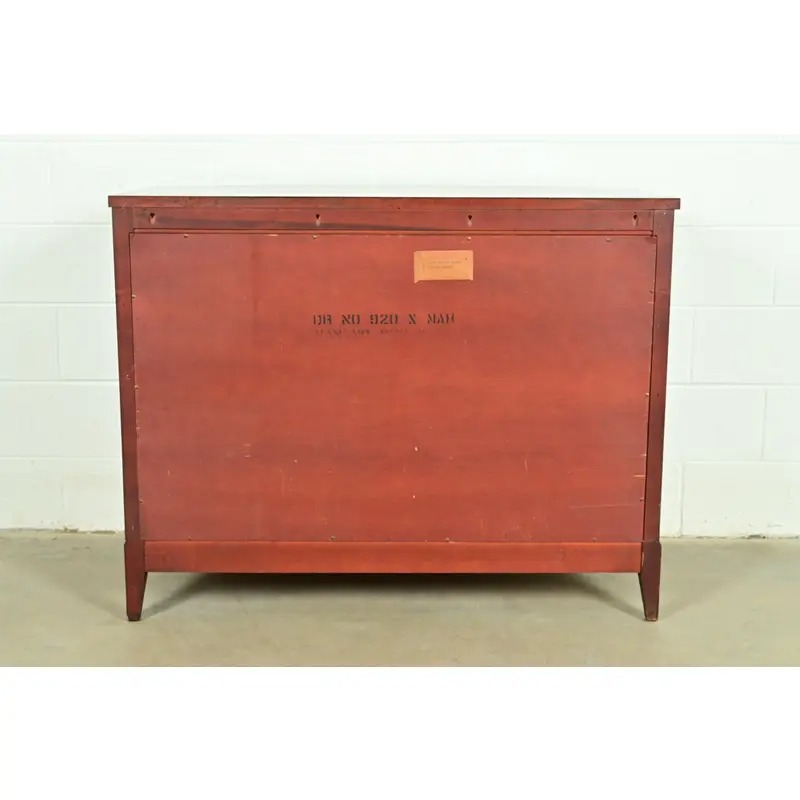 Federal Inlaid Mahogany Bow Front Dresser Chest by National Furniture, Circa 1960s - Image 11