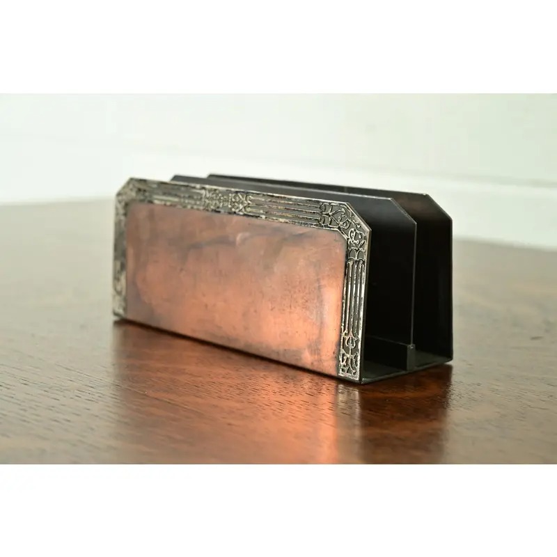 Heintz Arts & Crafts Sterling Silver on Bronze Letter Rack