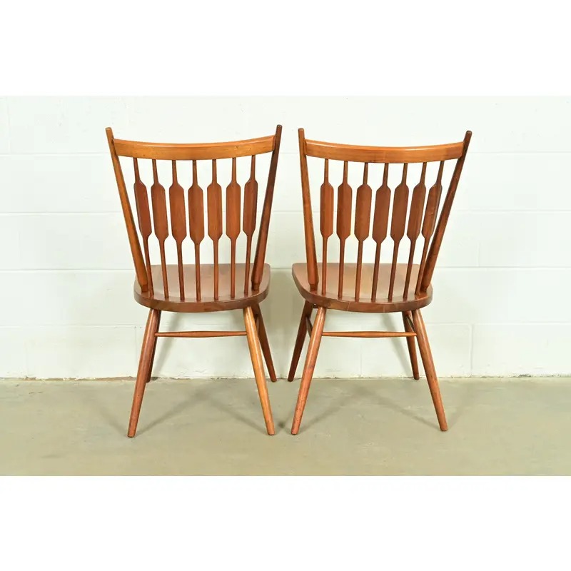 Kipp Stewart for Drexel Declaration Sculpted Walnut Side Chairs or Dining Chairs, Pair - Image 11